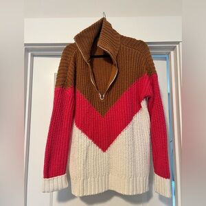 Show Me Your MuMu Brown, Pink, and Cream Turtleneck Sweater